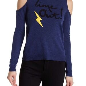 Alice + Olivia Wade Time Out Cold Shoulder Sweater In SAPPHIRE